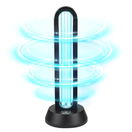 ZKX UVC Keimtötende Lampe 38W Fernbedienung Timer Tischlampe UV-Sterilisator Desinfektion Sterilisator Antibakterielle Rate 99% Töten Entferner Schimmel Grippe Bakterielle Staub Milben Keime von ZKX