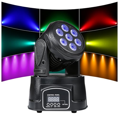 ZKYMZL Moving Head Light 7x12W LED RGBW (4 in 1) Farblichteffekt 9/14 CH durch DMX Steuerung für DJ Show Bar Party Hochzeit Disco KTV... von ZKYMZL