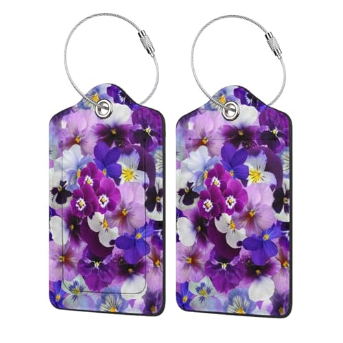 Gepäckanhänger mit violetter Blume, für Koffer, langlebig, mit Metallschlaufe, Identifikatoren mit PU-Privatsphäre, Namen-Adress-Etiketten und für Reisen Gepäckanhänger mit violetter Blume, für Koffer, langlebig, mit Metallschlaufe, Identifikatoren mit PU-Privatsphäre, Namen-Adress-Etiketten und für Reisen von ZKZBDPLK