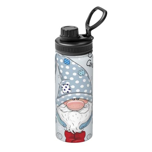 ZKZBDPLK Cute Gnome Isolierter Wasserkocher, 530 ml, der ultimative Sportbegleiter für Outdoor-Enthusiasten, Druck in voller Breite, Edelstahl-Konstruktion, auslaufsicheres Design von ZKZBDPLK