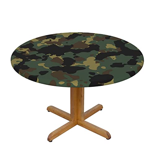 ZKZBDPLK Runde Tischdecke mit Camouflage-Muster, wasserdicht, schmutzabweisend, dekorative Tischdecke mit elastischem Saum für runde und achteckige Tische von ZKZBDPLK