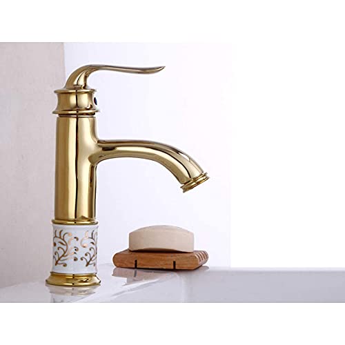 Wasserhähne, Badezimmer-Chrom-Hahn-Waschtisch-Hahn-goldener Küchen-Spülen-Hahn-Messing-Hahn-Banheiro-Waschtisch-Mischer-Wasser-Hahn/golden Present von ZLCO