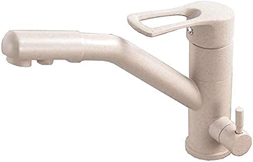 ZLCO Wasserhähne, 3-Wege Küchenarmatur für Wasserfilter 360° drehbar Küchenarmatur Spültischarmatur 2 Hebel Mischbatterie 3 in 1 Messing Armatur/Granitgeige Present von ZLCO