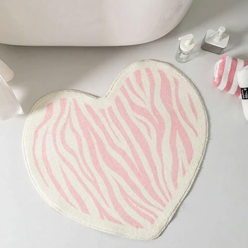 ZLDFGL Herzförmige Schlafzimmerteppiche,Polyester-Plüschteppich,rosa rutschfeste Bodenmatte,für Wohnzimmer,Badezimmer,Nachttisch,Valentinstagsdekoration von ZLDFGL