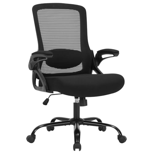 Bürostuhl, ergonomischer Schreibtischstuhl mit verstellbarer Höhe, Lendenwirbelstütze, Netzunterstützung mit hochklappbaren Armlehnen, Arbeitsstühle für Heimbüro, Computer von ZLHECTO