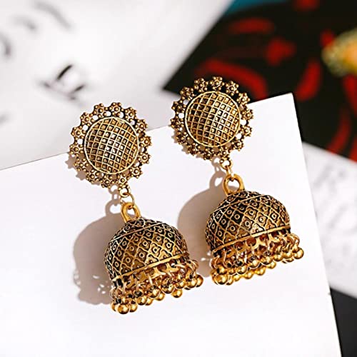 ZLING Frauen Retro Blume Gold Jhumka Ohrringe Indischer Schmuck Klassische Perlen Quaste Damen Ohrringe Kleiderbügel von ZLING