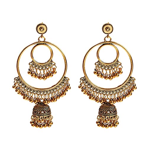 ZLING Vintage Sektor Gold Quaste Jhumka Ohrringe Frauen Geschnitzt Türkisch Silber Farbe Glocken Indische Türkei Schmuck Damen von ZLING