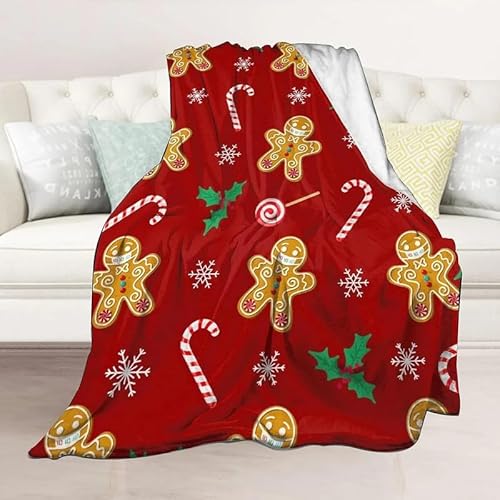 Kuscheldecke Flauschig Weihnachts-Lebkuchenmann Decke Fleecedecke, Sofadecke Warm Wohndecke Couchdecke, Kuscheldecken 230x270cm, XXL Groß Decke Sofa Sofaüberwurf Weich Flanelldecke Tagesdecke von ZLJBB