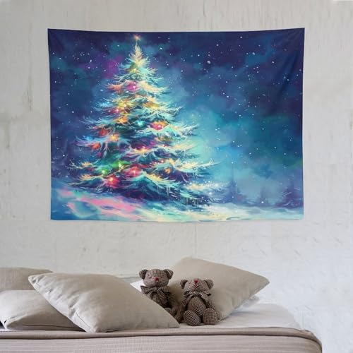 ZLJSHZS 3D Druck Weihnachtsbaum Wandteppich Weihnachts-Thema Wandteppiche Wandteppich Aesthetic Wand Teppiche Tapestry,für Schlafzimmer,Dekorationen Stranddecke College Dorm 75cmx100cm von ZLJSHZS