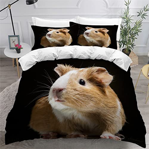 ZLKEJI Bettwäsche Set SüßEs Meerschweinchen Bettwäsche 135x200cm Tierischer Hamster Bettbezug Set Lustiges Tier 3D Bedruckte Betten Set für Kinder Jungen Mädchen Tier Thema Raumdekor Kuschelig von ZLKEJI