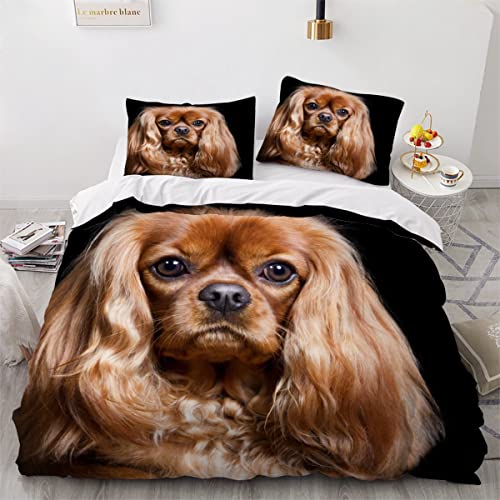 Hunde Bettbezug 155x220cm Cavalier-King-Charles-Spaniel Bettwäsche Schwarz Betten Set 3D Nettes Haustier Welpe Bettbezug Set 3 Teilig Kissenbezug 80x80 Puppy Tiermuster Bettwäsche Set Mikrofaser Hunde Bettbezug 155x220cm Cavalier-King-Charles-Spaniel Bettwäsche Schwarz Betten Set 3D Nettes Haustier Welpe Bettbezug Set 3 Teilig Kissenbezug 80x80 Puppy Tiermuster Bettwäsche Set Mikrofaser von ZLKEJI