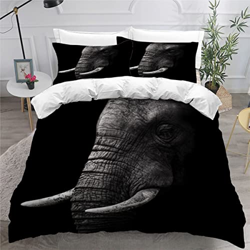 ZLKEJI Bettwäsche Set Afrikanischer Elefant Bettwäsche 200x200cm Wilde Tiere Bettbezug Set 3D Tier Thema Bettbezug für Jungen Mädchen Atmungsaktiv Mikrofaser Flauschige Weiche von ZLKEJI