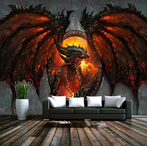 Kinder Foto Tapete Feuerspeiender Drache Vlies Wand Tapete Wohnzimmer Schlafzimmer Büro Flur Dekoration Wandbilder Xxl Moderne Wanddeko - 200x140cm von ZLLHAPPY