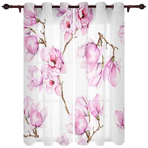 Vorhang Verdunkelung Blickdicht Gardine Rosa Florale Orchideen：Gardinen mit Schlaufen Vorhänge Polyester Vorhang Wohnzimmer Schlafzimmer Küche 2Er-Set 70x160cm von ZLLHAPPY