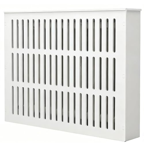 Moderne Heizkörperverkleidung, Weiße Vertikale Lamellenheizkörperverkleidungen, Einfach zu Installieren, Geeignet für Haushalt, Wohnzimmer, Badezimmer(90x80x25cm/35.4x31.4x9.8in) von ZLLPIGLS