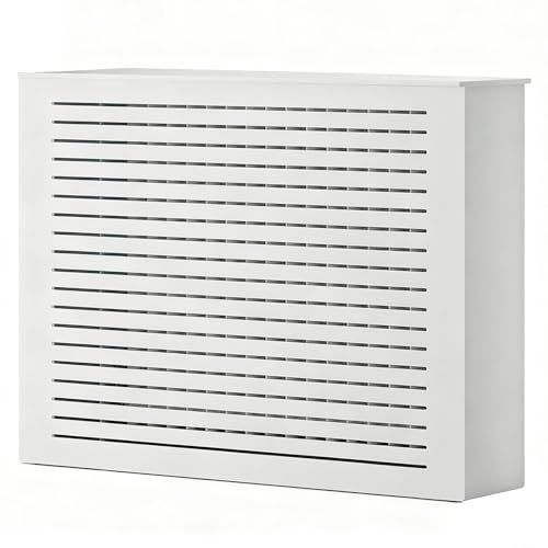 Verkleidung für Heizkörper Weiß mit Gitterfront, Heizkörperverkleidung Schrank mit Obere Ablage, für Wohnzimmer, Schlafzimmer, Büro(80x80x20cm/31.4x31.4x7.8in) von ZLLPIGLS