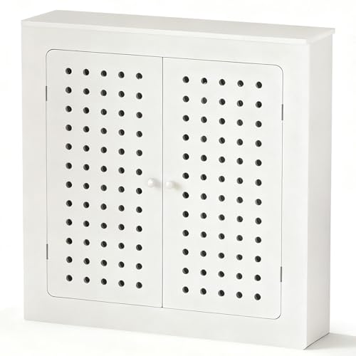 Weiße Heizkörperverkleidung, Multifunktionaler Heizkörperverkleidungsschrank mit Hohlraumdesign, Einfache Installation für Heimdekoration(100x80x20cm/39.3x31.4x7.8in) von ZLLPIGLS