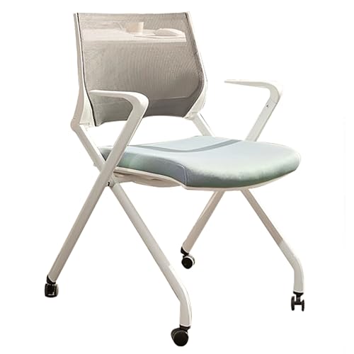 ZLLPIGLS Klappbare Bürostühle, Ergonomischer Klappstuhl, Gepolsterte Klappstühle mit Rollen, Netzrückenlehne, für Konferenzen und Empfangsbereiche(Blue) von ZLLPIGLS