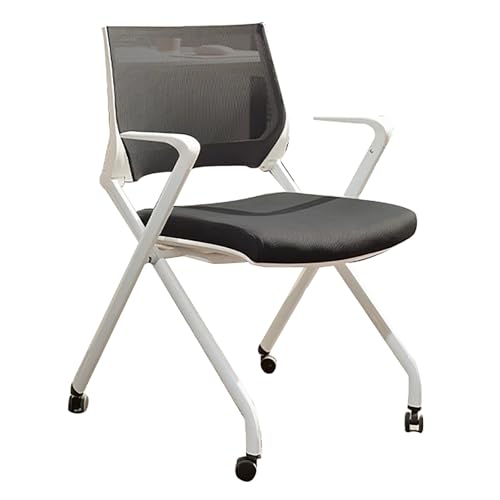 ZLLPIGLS Klappbare Bürostühle, Ergonomischer Klappstuhl, Gepolsterte Klappstühle mit Rollen, Netzrückenlehne, für Konferenzen und Empfangsbereiche(Gray) von ZLLPIGLS