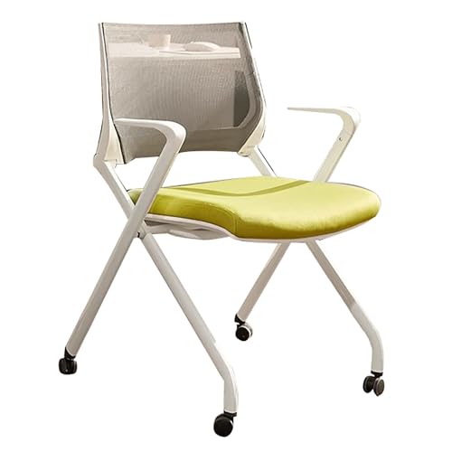 ZLLPIGLS Klappbare Bürostühle, Ergonomischer Klappstuhl, Gepolsterte Klappstühle mit Rollen, Netzrückenlehne, für Konferenzen und Empfangsbereiche(Green) von ZLLPIGLS