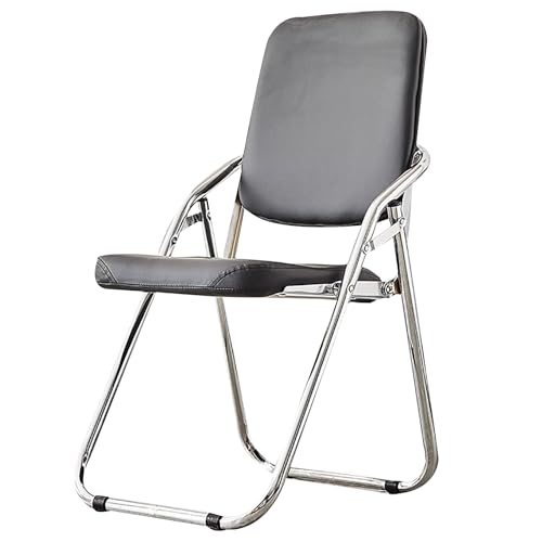 ZLLPIGLS Klappbare Bürostühle, Klappstuhl Gepolstert, Klappbarer Barhocker mit Rückenlehne, Belastbar Bis 200 Kg, für Zuhause und Veranstaltungen(Black) von ZLLPIGLS