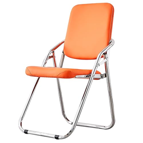 ZLLPIGLS Klappbare Bürostühle, Klappstuhl Gepolstert, Klappbarer Barhocker mit Rückenlehne, Belastbar Bis 200 Kg, für Zuhause und Veranstaltungen(Orange) von ZLLPIGLS