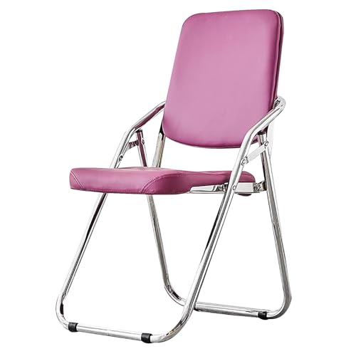 ZLLPIGLS Klappbare Bürostühle, Klappstuhl Gepolstert, Klappbarer Barhocker mit Rückenlehne, Belastbar Bis 200 Kg, für Zuhause und Veranstaltungen(Purple) von ZLLPIGLS