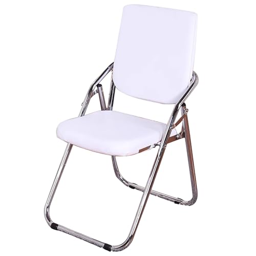 ZLLPIGLS Klappbare Bürostühle, Klappstuhl Gepolstert, Klappbarer Barhocker mit Rückenlehne, Belastbar Bis 200 Kg, für Zuhause und Veranstaltungen(White) von ZLLPIGLS