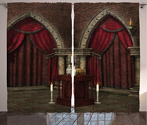ZLLPRETTY Vorhänge Curtain Geheimnisvolle Dunkelkammer Der Gotischen Burg Vorhang Gardinen Blickdicht mit Ösen, Leichter & Weicher Verdunklungsvorhang für Wohnzimmer Schlafzimmer Tür 220x215cm von ZLLPRETTY