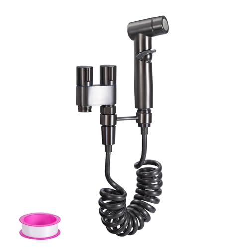 Bidet Handbrause für Toilette Bidet Set Edelstahl mit Wasserhahnspender Schlauch Bidet Brause Geeignet zum Waschen von Haustieren, Reinigen des Badezimmer grau von ZLLkeji