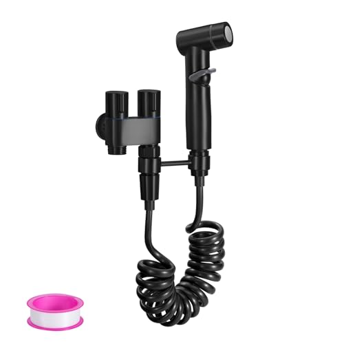 Bidet Handbrause für Toilette Bidet Set Edelstahl mit Wasserhahnspender Schlauch Bidet Brause Geeignet zum Waschen von Haustieren, Reinigen des Badezimmers schwarz von ZLLkeji