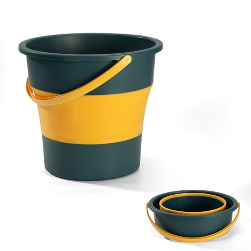 Eimer Faltbar Tragbares Putzeimer Spülwanne Camping Platzsparend Fischerei Wassereimer Mit Griff für Reinigung Camping Angeln Küche (Blau, 5L) von ZLLkeji