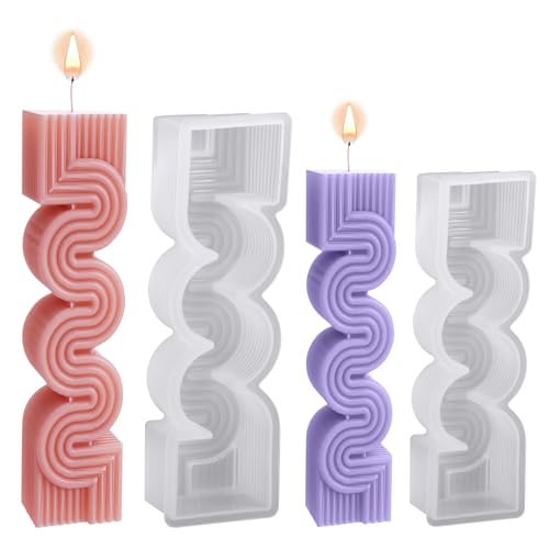Kerzenform Silikon Rechteckige S-Form Kerzenformen Zum Gießen 3D Kerze Silikonform DIY epoxidharz Bastel Ornamente für Duftkerze Heimdekorationen Candle Mold 2 Stück von ZLLkeji