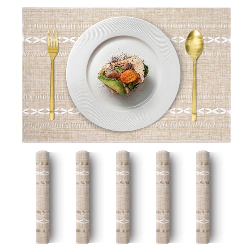 Tischset 6er Set Abwaschbar Platzsets Boho Rechteckig Bauernhaus-Stil Tischset Platzset für Hause Küche Restaurant und Hotel Gelb Tischset 6er Set Abwaschbar Platzsets Boho Rechteckig Bauernhaus-Stil Tischset Platzset für Hause Küche Restaurant und Hotel Gelb von ZLLkeji