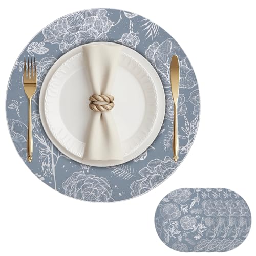 Tischsets 4er Set platzset rund abwaschbar PVC Gold Hitzebeständige 38cm Platzdeckchen Rose Blumen rutschfest Platzteller für Party Hochzeit Restaurant Weihnachtstag Gold Blau Tischsets 4er Set platzset rund abwaschbar PVC Gold Hitzebeständige 38cm Platzdeckchen Rose Blumen rutschfest Platzteller für Party Hochzeit Restaurant Weihnachtstag Gold Blau von ZLLkeji