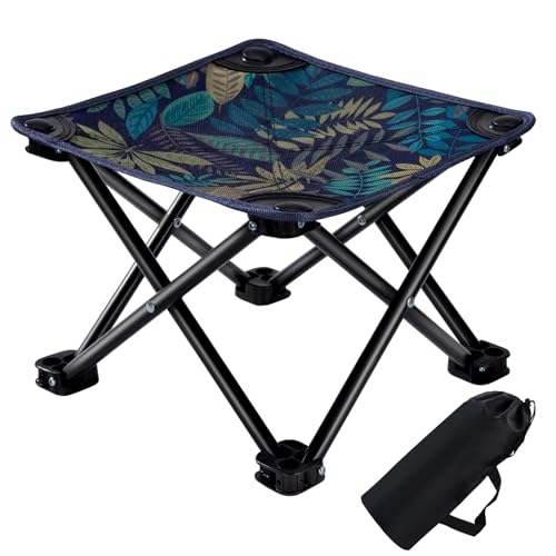 Tragbarer Klapphocker Leicht Mini Outdoor Camping Hocker Mit Tragetasche 120Kg Belastbar Hocker Zum Angeln Campingstuhl Für Wandern Angeln BBQ Drinnen Küche Ahornblatt-Muster von ZLLkeji