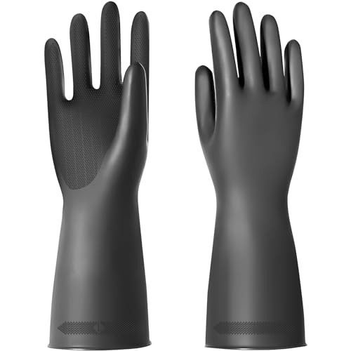 ZLLkeji Haushaltshandschuhe Chemikalienbeständige Handschuhe Wasserdicht Anti-Rutsch Säure- Und Laugenbeständigkeit Reinigungshandschuhe für Waschen Arbeiten, Malen, Gartenarbeit, Haustierpflege von ZLLkeji