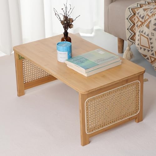 ZLSNOBLE Foldable Small Table for Floating Window, Tatami Rattan Coffee Table, Windowsill Desk Floating Window Table, Suitable for Sitting On The Floor Short Table(70X40X31cm) von ZLSNOBLE
