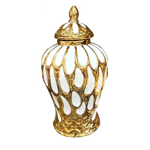 ZLSNOBLE Keramische Ingwerglas Mit Deckel, Moderne Luxus Keramische Vase, Für Ingwerglasse In Wohnzimmern, Küchen Und Esstischen Verwendet(17 * 17 * 31cm) von ZLSNOBLE