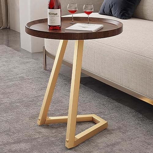ZLSNOBLE Round Side Table, Wooden Side Table with Metal Legs, Modern Coffee Table Sofa Side Table, C-Shaped Table Coffee Table for Office Living Room(40 * 60cm) von ZLSNOBLE