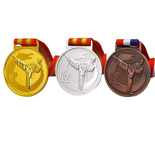ZLSNOBLE Taekwondo Metal Medals, Combat Sanshou Wushu Medals, Gold, Silver and Bronze Medals Competitive Competition Wushu Association Medals with Ribbon for Sports Competitions ZLSNOBLE Taekwondo Metal Medals, Combat Sanshou Wushu Medals, Gold, Silver and Bronze Medals Competitive Competition Wushu Association Medals with Ribbon for Sports Competitions von ZLSNOBLE