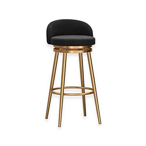 Barhocker Essstuhl Schwenkbarhocker mit schwachem Rücken, Counterhöhe Hocker Velvet Polsterarm Armless Bar Stuhl mit Metallrahmen für Kücheninsel Esszimmer Terrasse Terrasse Terrasse Bright Day von ZLSPON