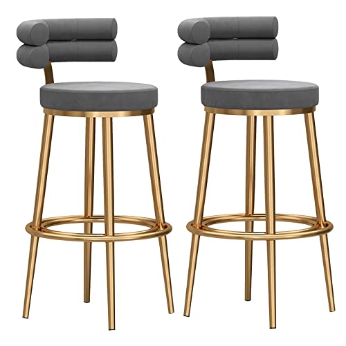 ZLSPON Barhocker Esssitz Stuhl Velvet Moderne Barhocker mit Rücken Goldzählerhöhe Frühstück Küchenstühle für Esszimmer Küche Island Pub Barhocker weiß 2pcs Bright Day von ZLSPON