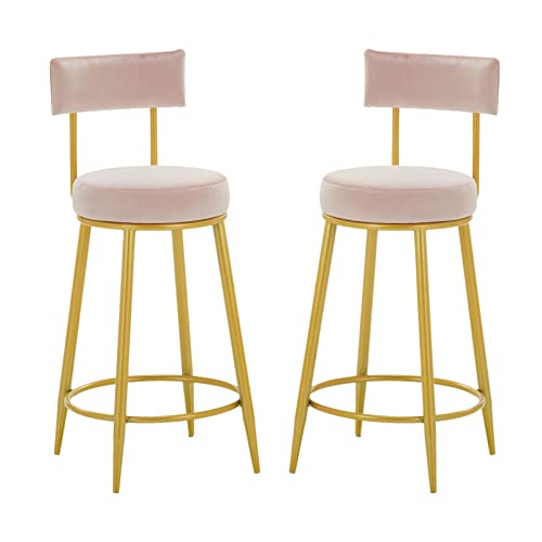 ZLSPON Barhocker Essstuhl Barhocker Set von 2 mit samterbedeckter Rückenlehne und Metallfußstütze für die Frühstücksbarentheke und zu Hause für Kücheninsel Bright Day von ZLSPON