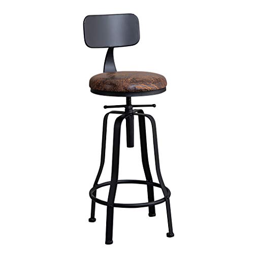 ZLSPON Barhocker Essstuhl Barhocker Verstellbar und Schwebstuhl Stuhl mit Rücken Rund Kücheninsel Frühstück Hocker Counterhocker Hochhocker Vintage Industrial Design Schmiedeeisen B Bright Day von ZLSPON