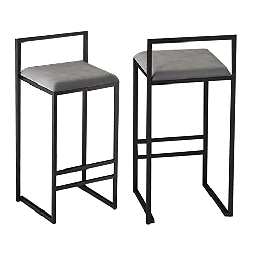ZLSPON Barhocker Essstuhl Barstools - gepolsterte 25,5 -Zoll -Schalterhöhe mit Rücken und Fußstütze, Klassische Samtbarhocker für Küchentheke (Grau, 2 Barhocker) Bright Day von ZLSPON