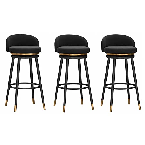 ZLSPON Barhocker Essstuhl Black Bar Stuhl Set mit 2/3/4/6, Thekehöhe Hocker Velvet Polsterer Schwenkbar Stuhl mit schwarzem Metallrahmen für Kücheninsel Esszimmer Terrasse Terrasse Bright Day von ZLSPON