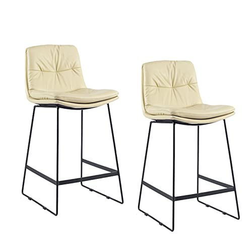 ZLSPON Barhocker Essstuhl Faux Leder Counterhocker, Set von 2 dicken Kissen Barstuhl mit Rücken moderner Barhocker Luxus -Essstuhl für Küchentheke Insel Bright Day von ZLSPON