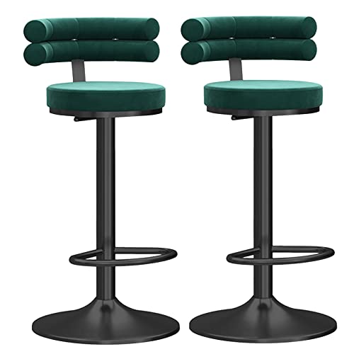 ZLSPON Barhocker Essstuhl Frühstücks Barhocker Set aus 2 Samt Stoff drehbar Verstellbarer Counterhöhe Hocker mit hinteren armlosen Stühlen für Home Kitchen Island Pub Schwarz Bright Day von ZLSPON
