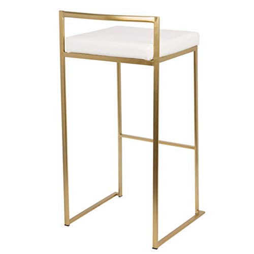 ZLSPON Barhocker Essstuhl Low Back Barhocker Counter Height Barhocker mit Rücken und Fußstütze Kunstleder gepolsterte Esstühle Frühstück Kitchen Island Bar Stühle Metal 4 l Bright Day von ZLSPON